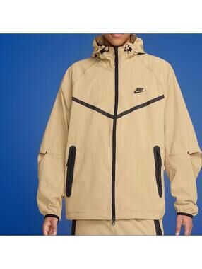 $145 Nike Tech Windrunner Woven Jacket Hoodie Parachute Beige HM7151-297 Men's M